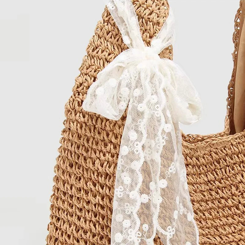 Women Straw Woven Bag Fashion Shoulder Large Capacity Tote