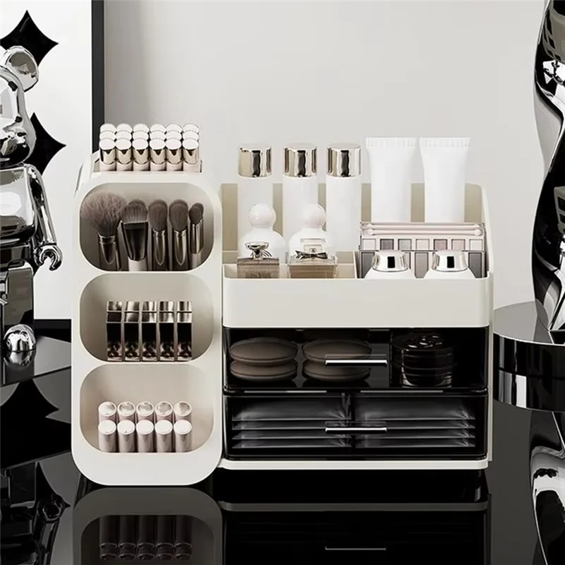Drawer Style Makeup Storage Box Dormitory Organizer Plastic Cosmetics Skincare Dressing Table Desktop Sundrie Containerabkw Vue