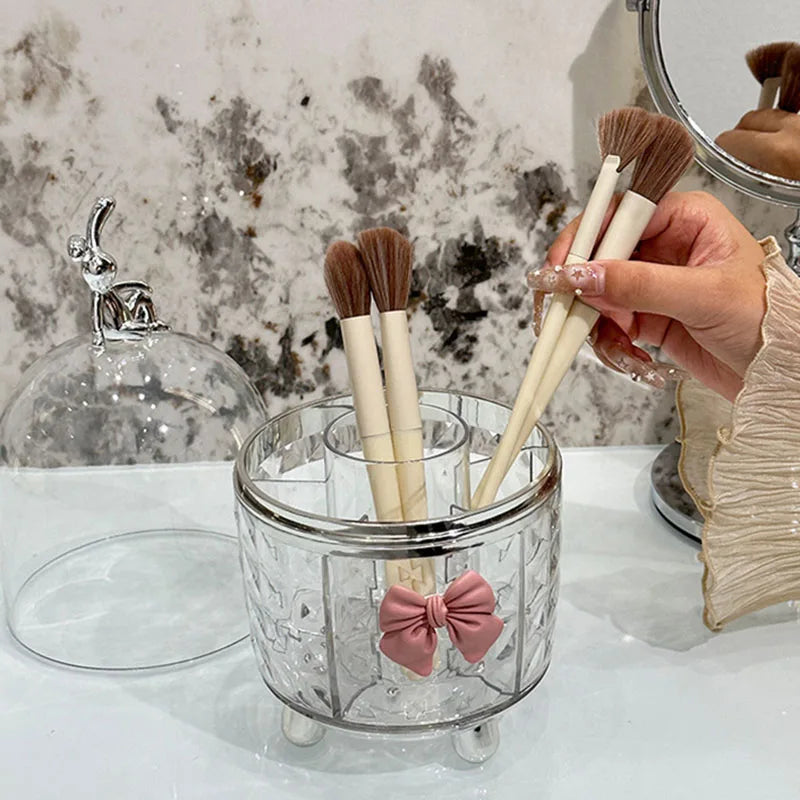 360° Rotating Makeup Brushes Organizer Clear Plastic Dustproof Cosmetic Tools Storage Box for Organizer Lipstick Makeup Brushes Vue