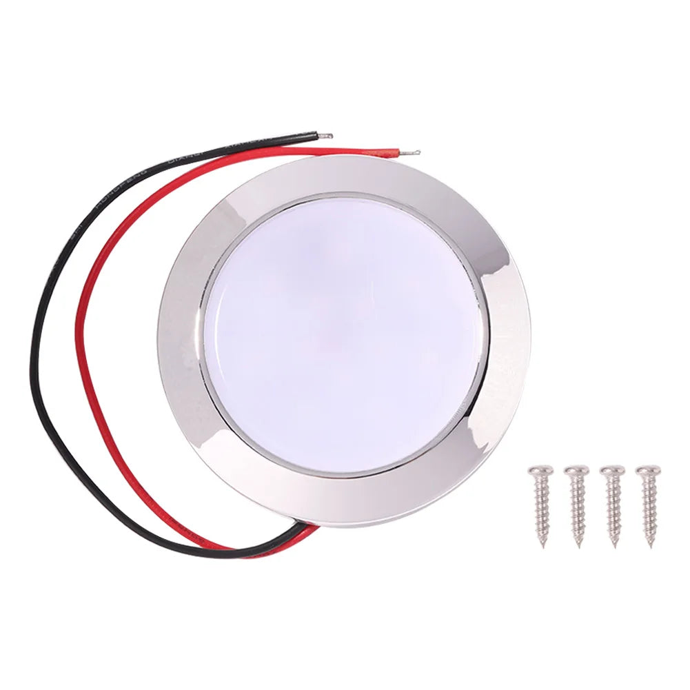 12V Round Shape Motorhome LED Lights 200LM Auto Dome Reading Lamp 1.8W 24 SMT LED Panel RV Ceiling Lamp for Boat Camping Trailer Vue