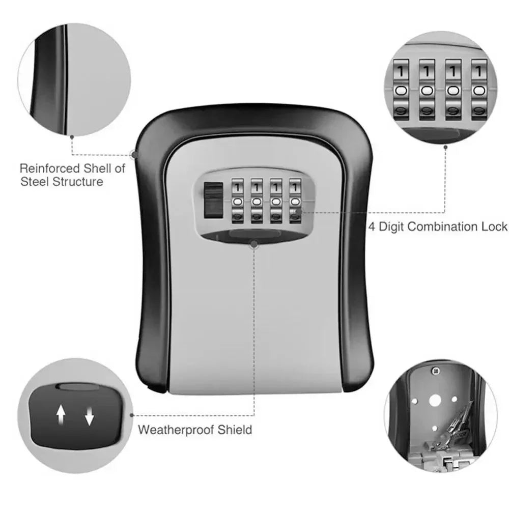 Wall Mounted Key Storage Secret Box Plastic Organizer 4 Digit Combination Password Security Code Lock Home Key Safe Box Case Vue