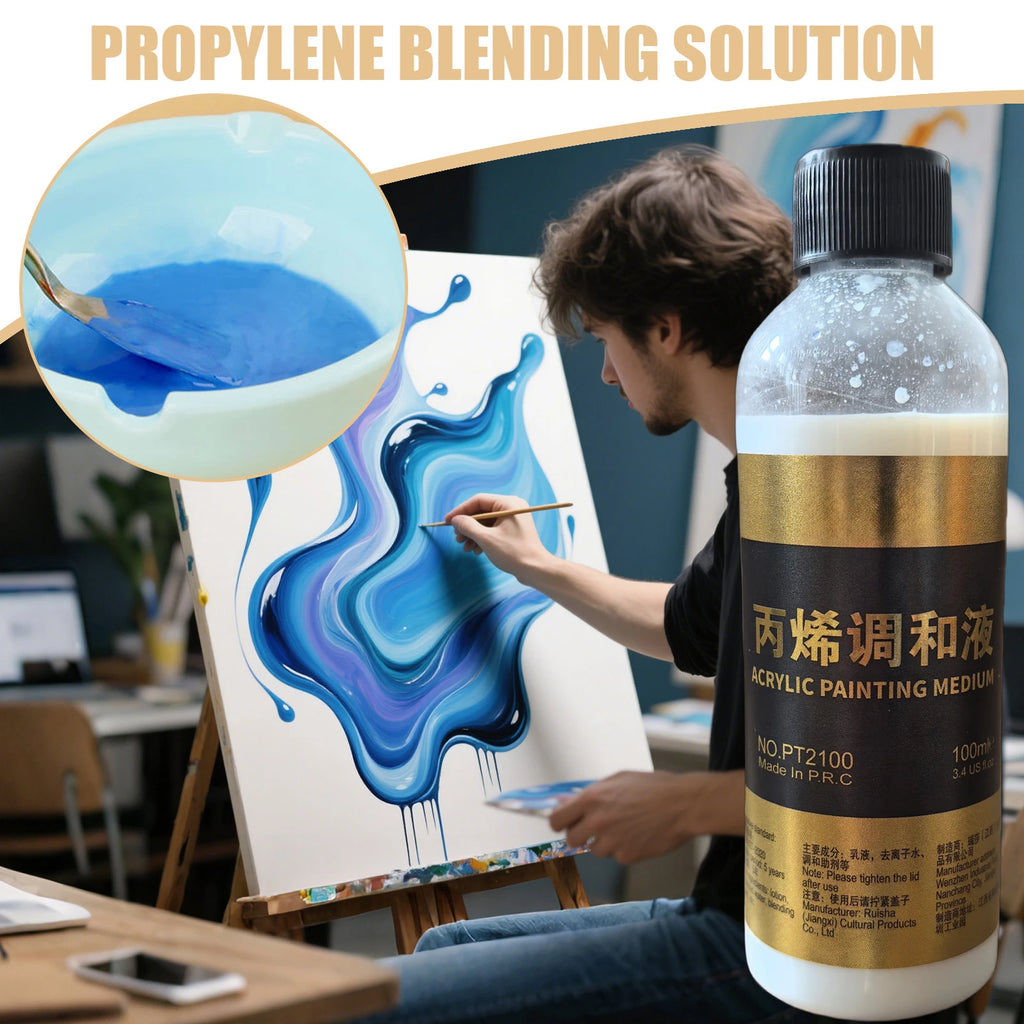 100ml Acrylic Fluid Medium Paint Thinner Art Acrylic Paint Thinner for Teachers Artists Palette Preparation Color Blending Craft Vue