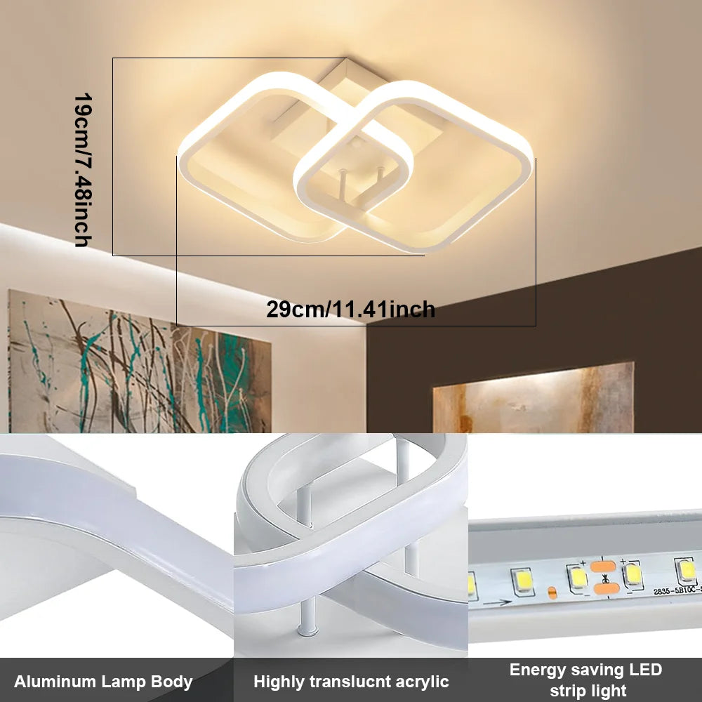 LED Ceiling Lights 2 Rings Design Modern Minimalist Living Room Lamps for Balcony Entrance Staircase Home Decor Multiple Shapes Vue