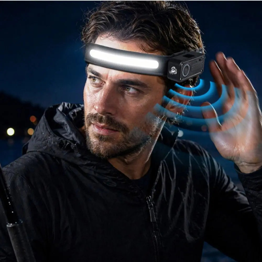 COB Floodlight Outdoor Camping Headlamp Magnetic Suction Motion Sensor Headlamp 2-in-1 Wearable Hand Wave Induction Headlamp Vue