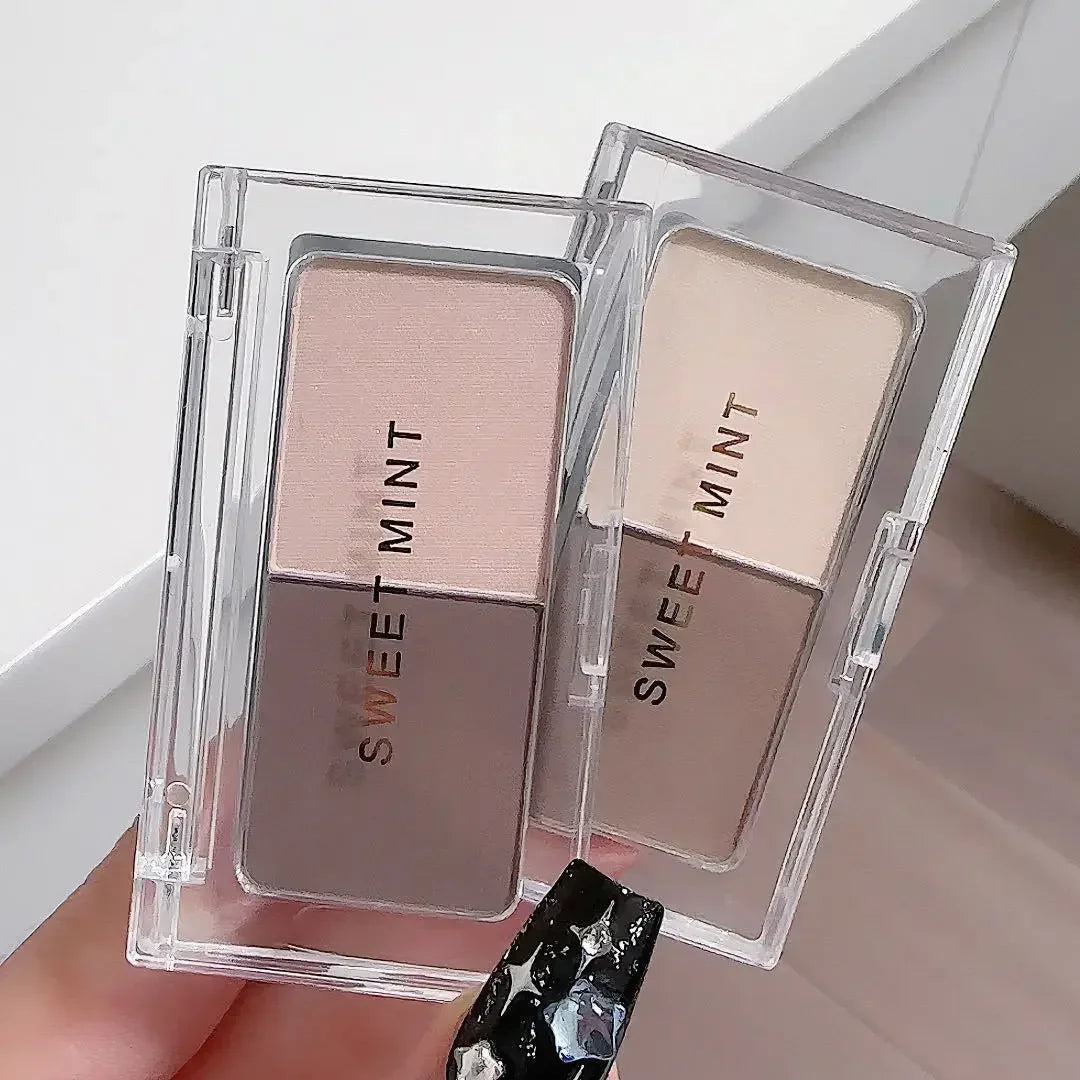 Two Colors Grey Nose Shadow Powder Matte Highlighting Contouring Platter Cheek Side V Face Matte Sculpting 2 in 1 Makeup Palette Vue