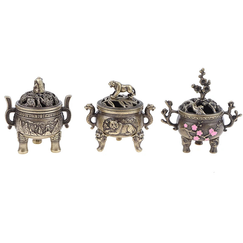 Alloy Lucky Incense Burner Bowl Incense Holder With Handle Yoga Meditation Home Office Decor Ancient Style For Relaxation Vue