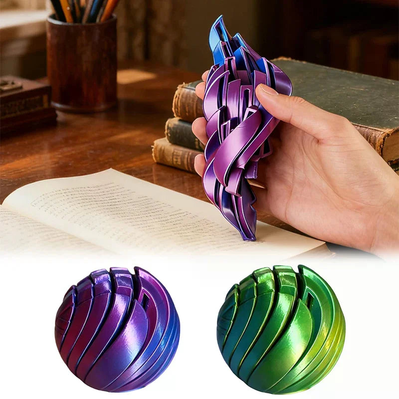 Slime Ball Fidget Toy 3D Printed Twistsphere Fidget Toy Gear Liquid Flow Ball With Rotating Design Anxiety Relief Toys For Offic Vue