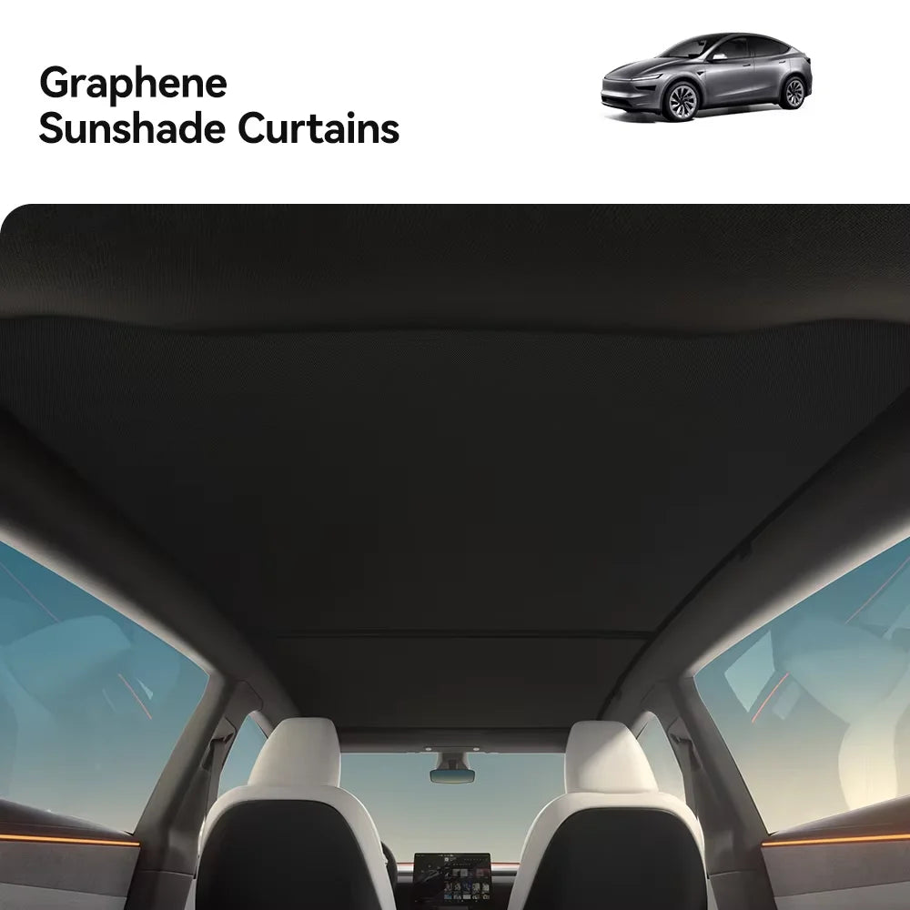 YZ For Tesla Model 3/Y/YL Highland Juniper 2026 Black Roof Graphene Honeycomb Sun Shades Sunshade Car Rear Front Sunroof Glass Vue