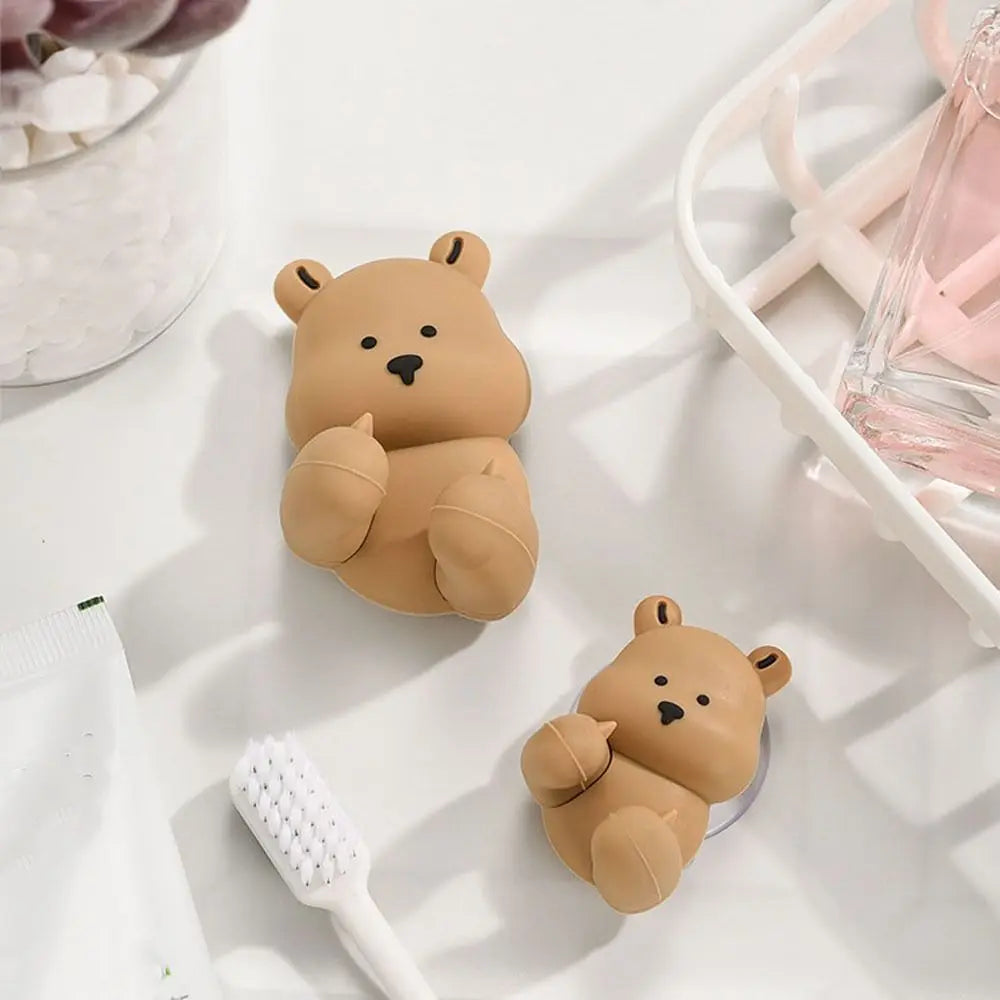 Cartoon Bunny Toothbrush Holder Silicone Suction Cup Shaver Wire Storage Hook Wall-mounted Rabbit Bear Toothbrush Holder Vue