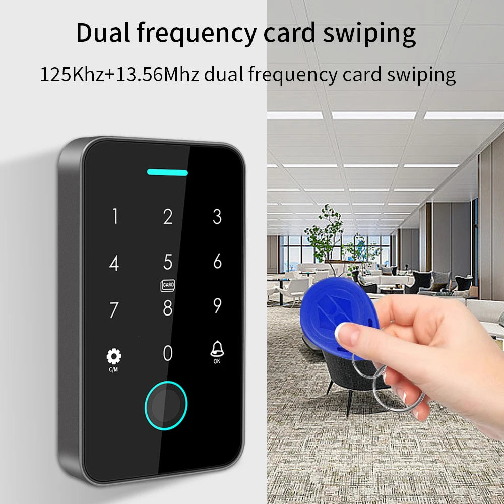 Rainproof support tuya app RFID 125K 13.56mhz NFC Fingerprint Bluetooth Gate Door Opener Work with WIFI Gateway Vue