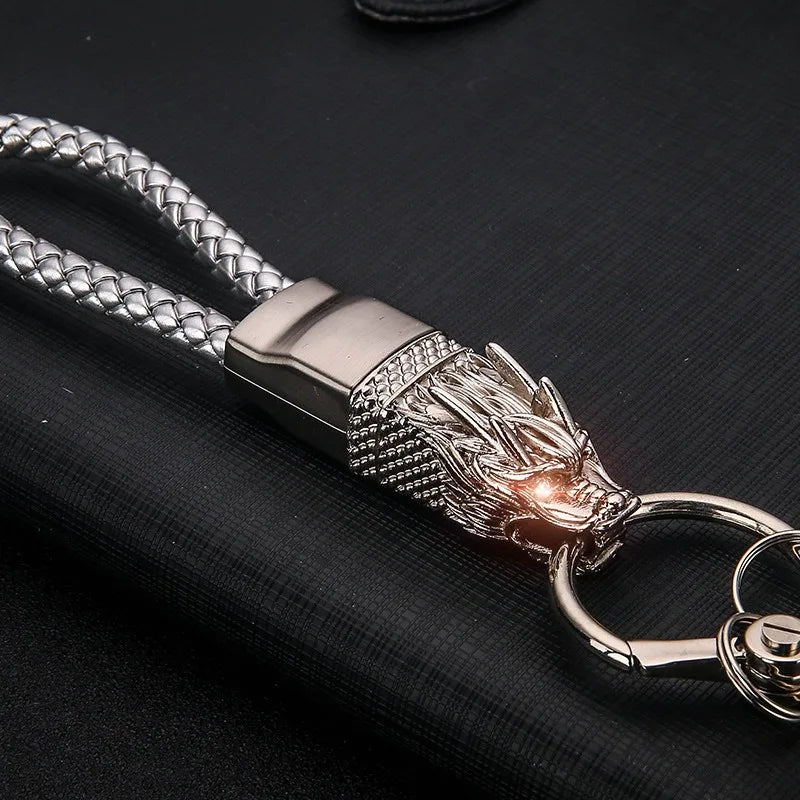 Quality Dragon Head Keychain Luxury Men Women Business Metal Leather Car Key Ring Gift Accessories With Bring in Lucky Wealth Vue