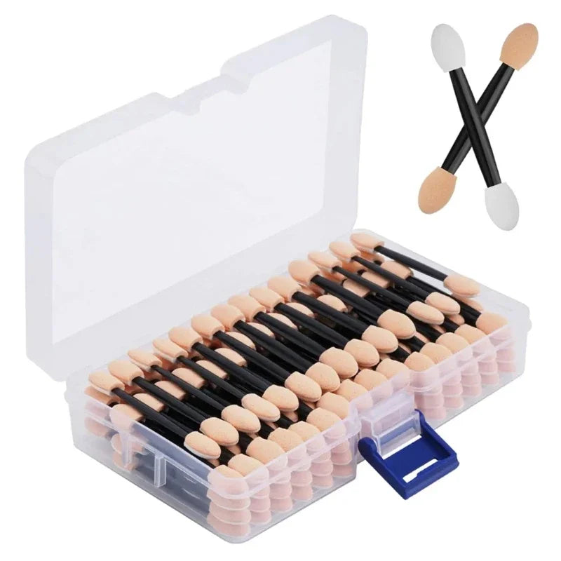 Wholesale 50/100/200pcs length factory eyeshadow sponge eyeshadow disposable double-sided container brush applicators including Vue
