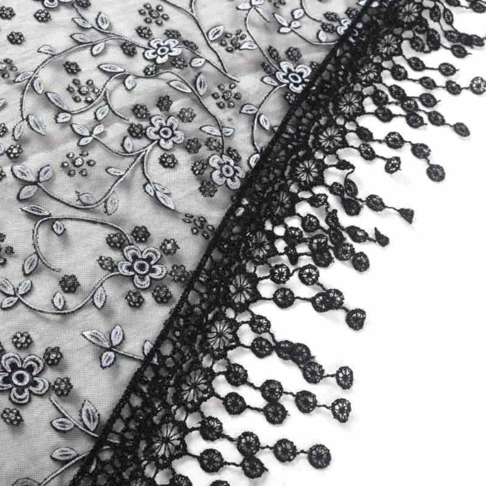 Floral Embroidered Lace Triangle Waist Scarf Hollow Hip Shape Out