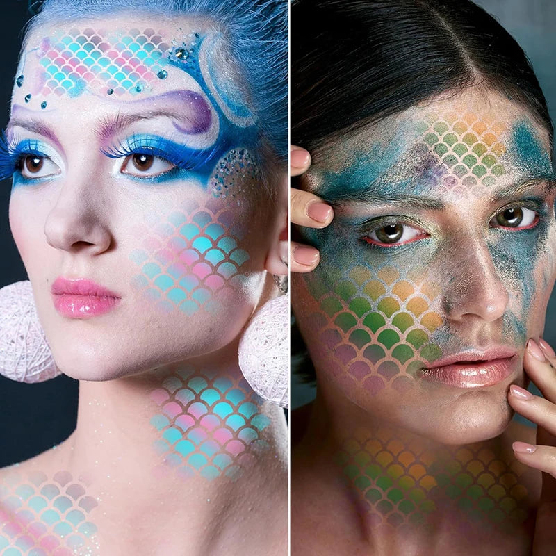 4/5/6/10 pcs Fish Scale Stencil Face Painting Stencils Stencils For Painting Makeup Stencil Reusable Face Paint Stencils Vue