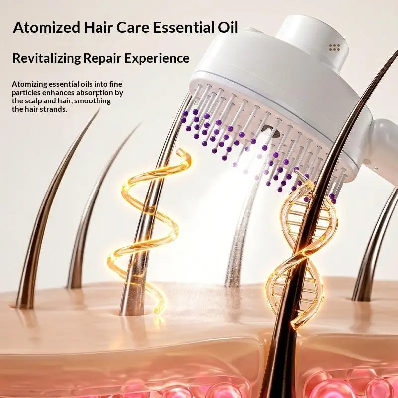 Rechargeable Electric Water Spray Hair Brush Anti Static Steam Massage Comb Reduce Hair Frizz Salon Home Use Vue