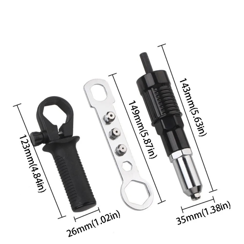 Professional Grade Electric Rivet Nut Cordless Design Electric Powered Cordless Riveting Insert Nut Tool Drill Adapter Vue Black