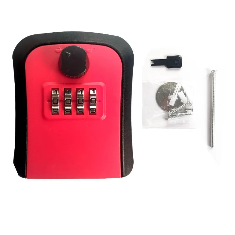 Plastic Key Safe Box Combination Lock Spare Keys Stash Box Keys Secret Hidden Storage Box Organizer For Home Office Apartment Vue Red