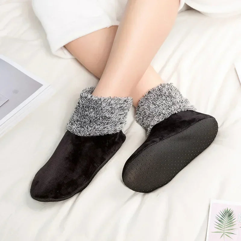 Women Warm Floor Socks Winter Thick Fleece Lined Non Slip High Tube Home Socks Indoor Carpet Style Slipper Socks Vue