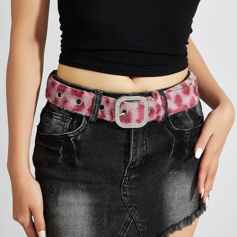 Fashion Pink Women's Belt PU Leather Adjustable Pin Buckle Waistband