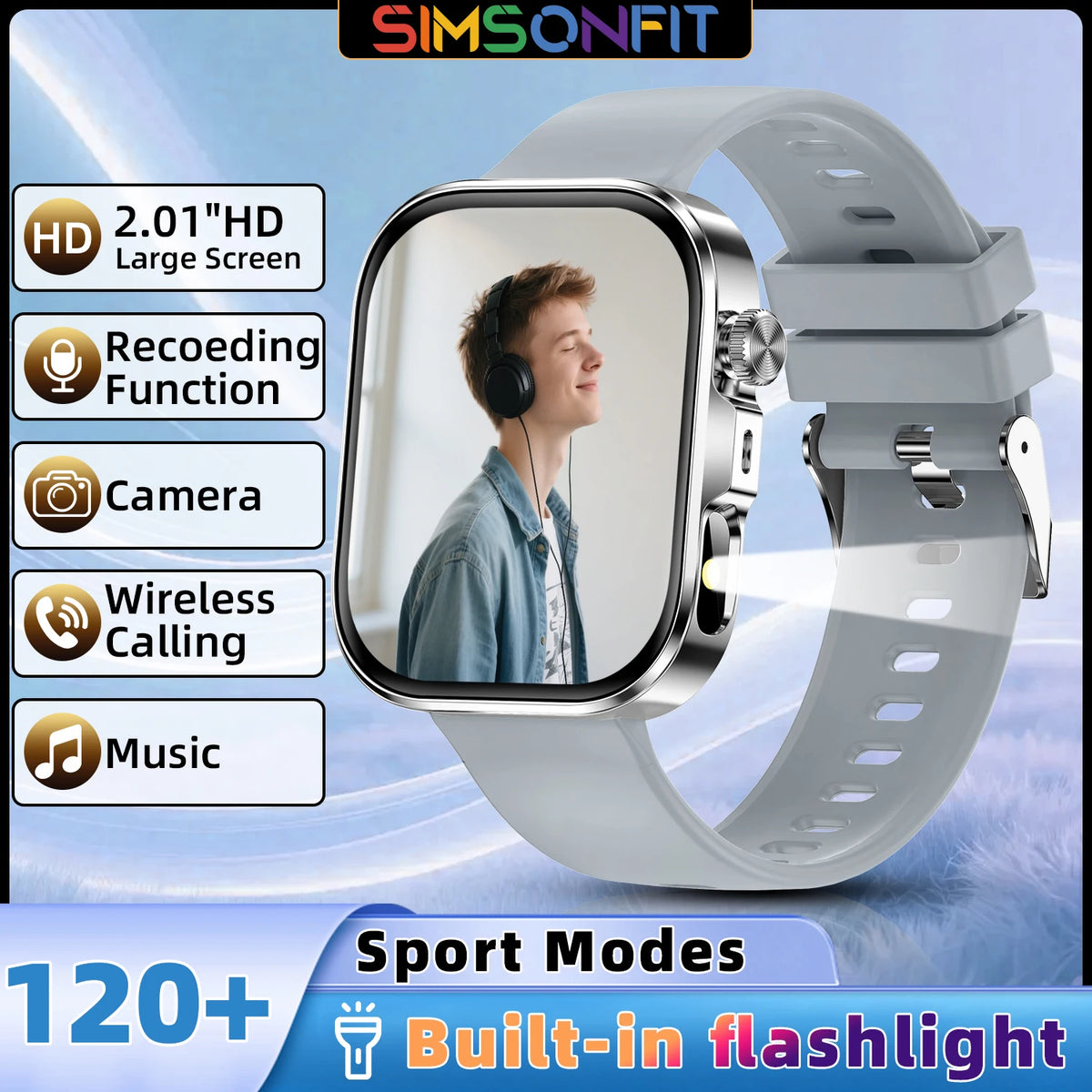 New Fashion Smart Watch for Android/IOS 2.01'Display Voice Assistant Bluetooth Call Phone Answer Sport Fitness Tracker Men Women Vue silver Sport smartwatch