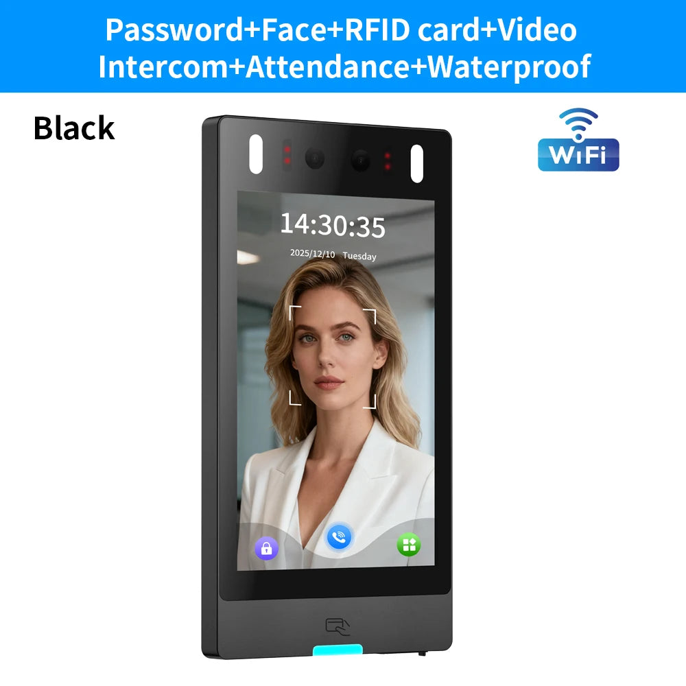Asia Teco 8inch 20000user RFID TCP/IP WIFI Dynamic Face Recognition Access Control Time Attendance Machine Free Cloud Api Ai801 Vue ai801 gray