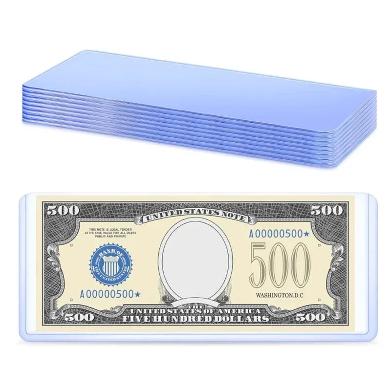 Paper Currency Protective Cover Supplies Two Sizes 205 X 110mm/173 X 75mm 50Pcs Clear PVC Paper Money Stamp Collection Bag Vue