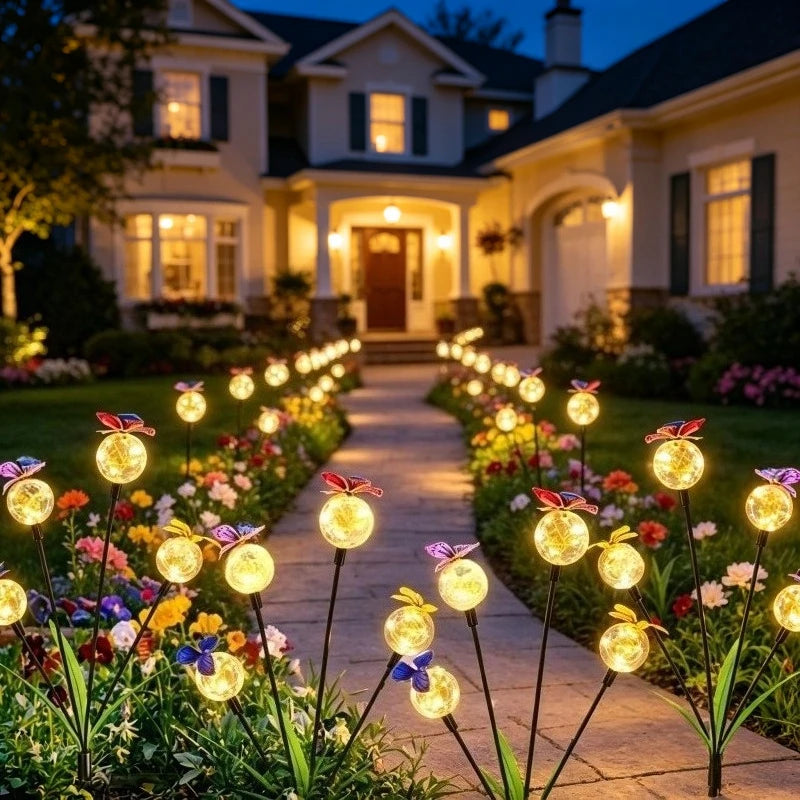 Solar Butterfly Garden Lights Swaying Firefly Lights Waterproof Outdoor Decorative Path Lights for Lawn Patio Yard Vue