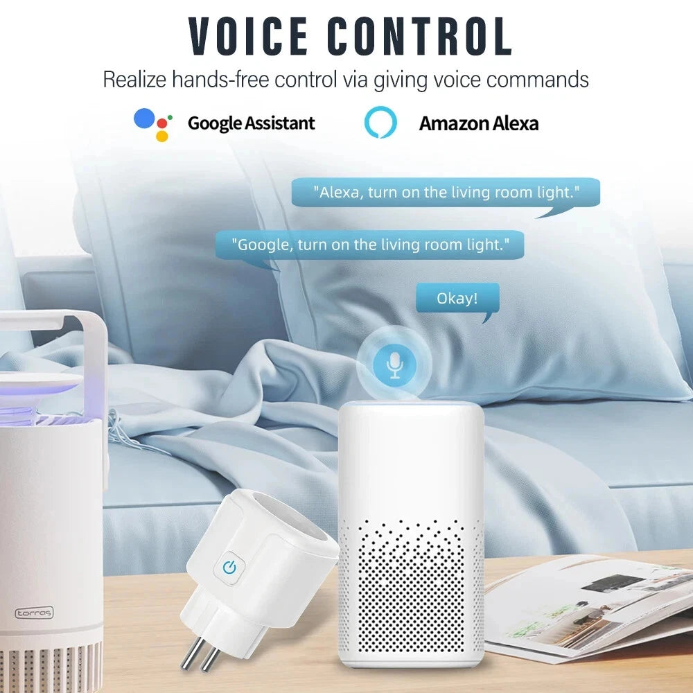 WiFi Zigbee3.0 EU Smart Plug Socket With Power Monitor Timer Function Smart Life Wireless Control Voice Assistant Alexa Google Vue