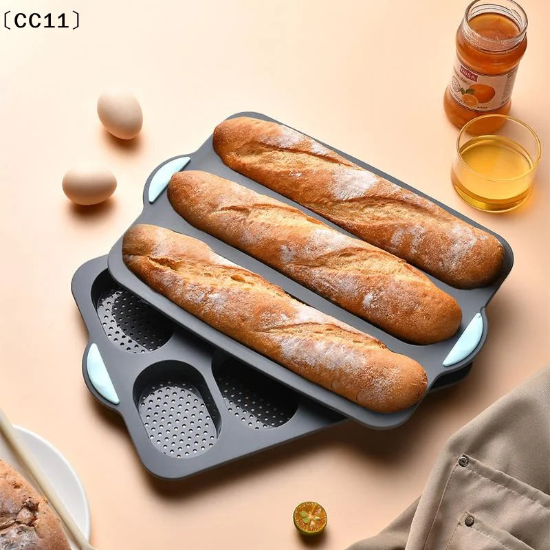 Silicone Baking Mold 3 & 8 Grid Nonstick Loaf Pan Resistant Bakeware For Homemade Bread Sausage Roasting〔CC11〕 Vue