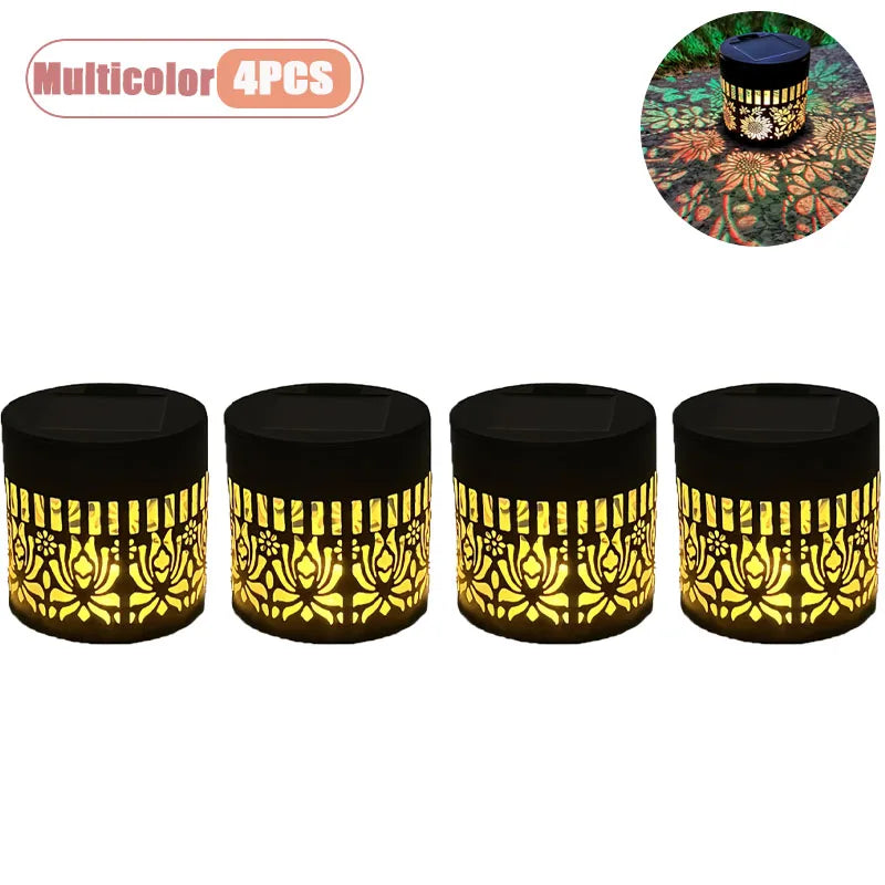 1-8PCS Solar Flower Sun Wall Lantern Outdoor Waterproof Garden Decorative Landscape Sconce for Yard Fence Home Exterior Vue Multicolor-4PCS