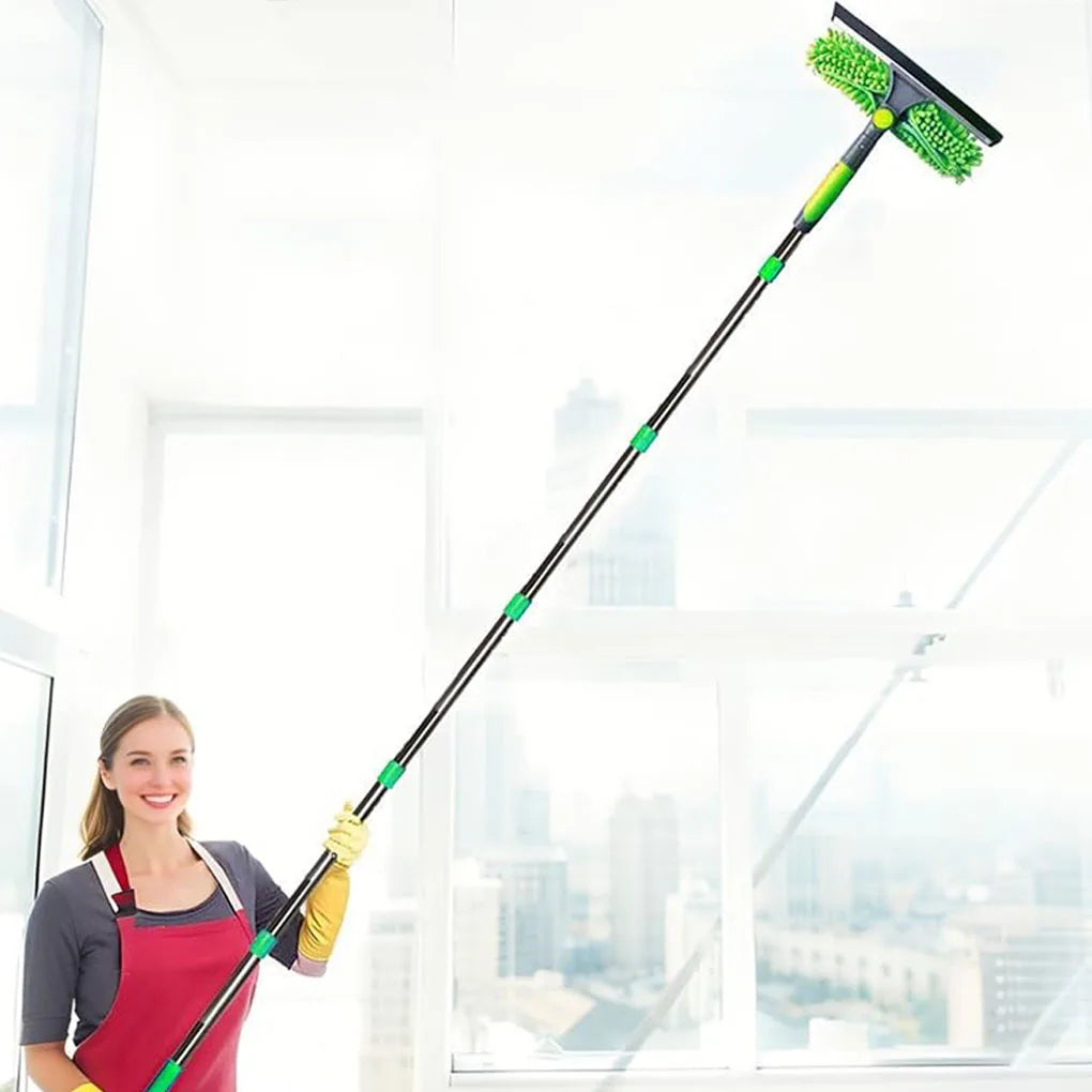 2-in-1 Glass Cleaning Artifact 4m Long Reach Glass Wiper for Wet and Dry Use Easy to Clean Glass Double-sided Scraper Window Vue