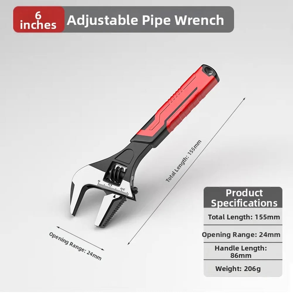 Adjustable Wrench 6/8/10 Inch Large Jaw Spanner Plumbing Tool Adjustable Wrench Vue 6inch China Mainland