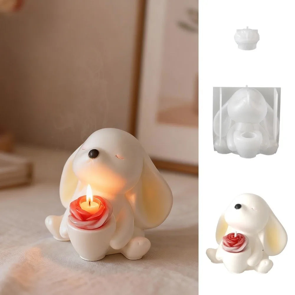 Cartoon Easter Bunny Silicone Mold Non-Stick Handmade 3D Rabbit Mold Flexible Heat Resistant Resin Casting Molds Vue