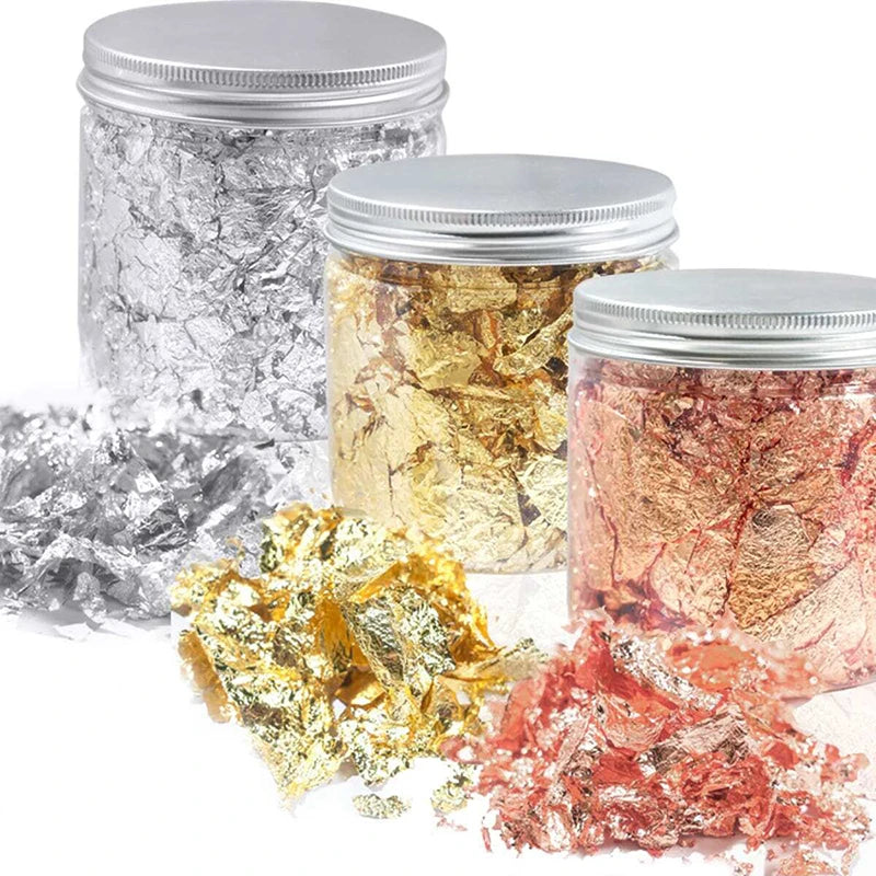 3G Nail Art Decoration Gold Silver Copper Foil Sequins Glitter Leaf Flake Sheet Bulk Foil Paper For Gilding Manicure Accessories Vue