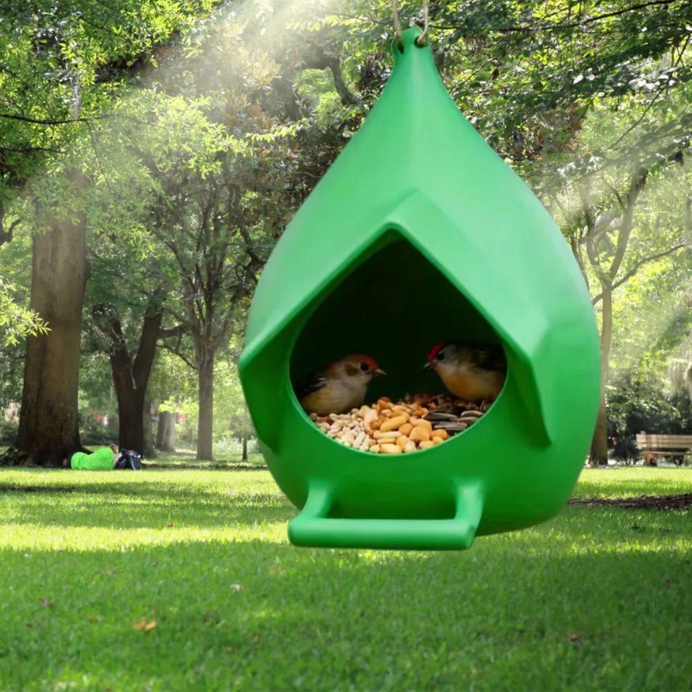 Plastic Waterproof Hanging Bird Feeder Large Capacity Rainproof Bird Feeding Dispenser with Stand Hummingbird Feeder Backyard Vue