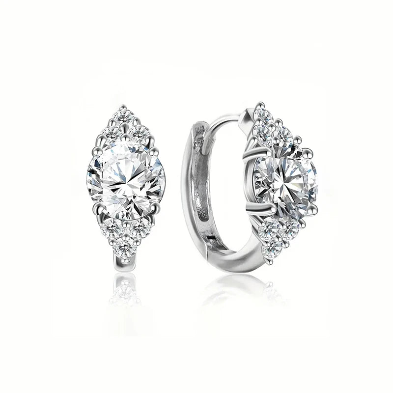 Huitan Crystal CZ Hoop Earrings – Silver Women's Fashion Hoop Earrings Vue