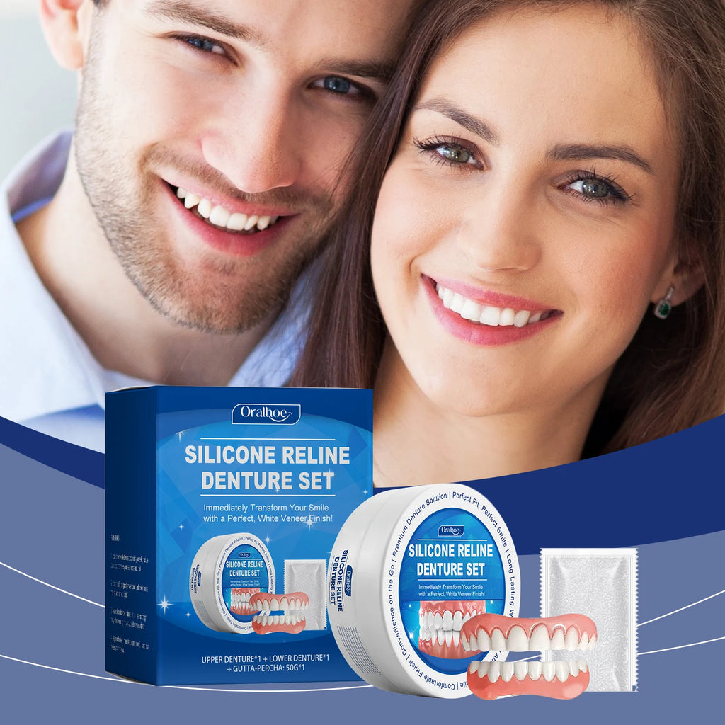 Denture Silicone Kit Silicone Liners Soft Kit Soft Denture Kit Teeth Upper And Lower Set Easy Use Dental Care Hide Broken Teeth Vue