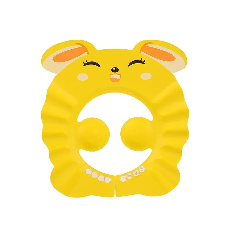 vvocci for Kids Ear Protection Baby Soft Cap Adjustable Shampoo Bathing Shower Hair Wash HatSafe baby Shower Protect Head Cover Vue B382 -Yellow Rabbit