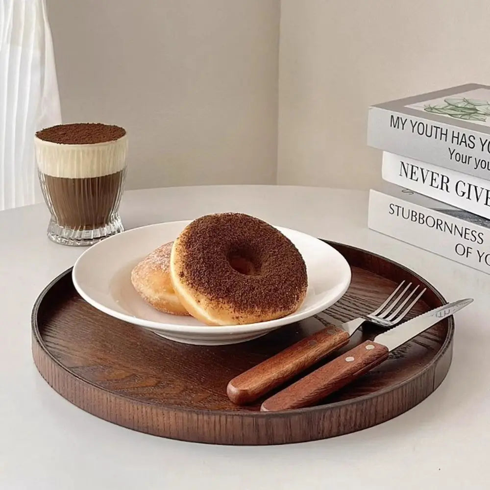 Vintage Round Serving Tray Wooden 21 24 27 30 Wood Platte Dessert