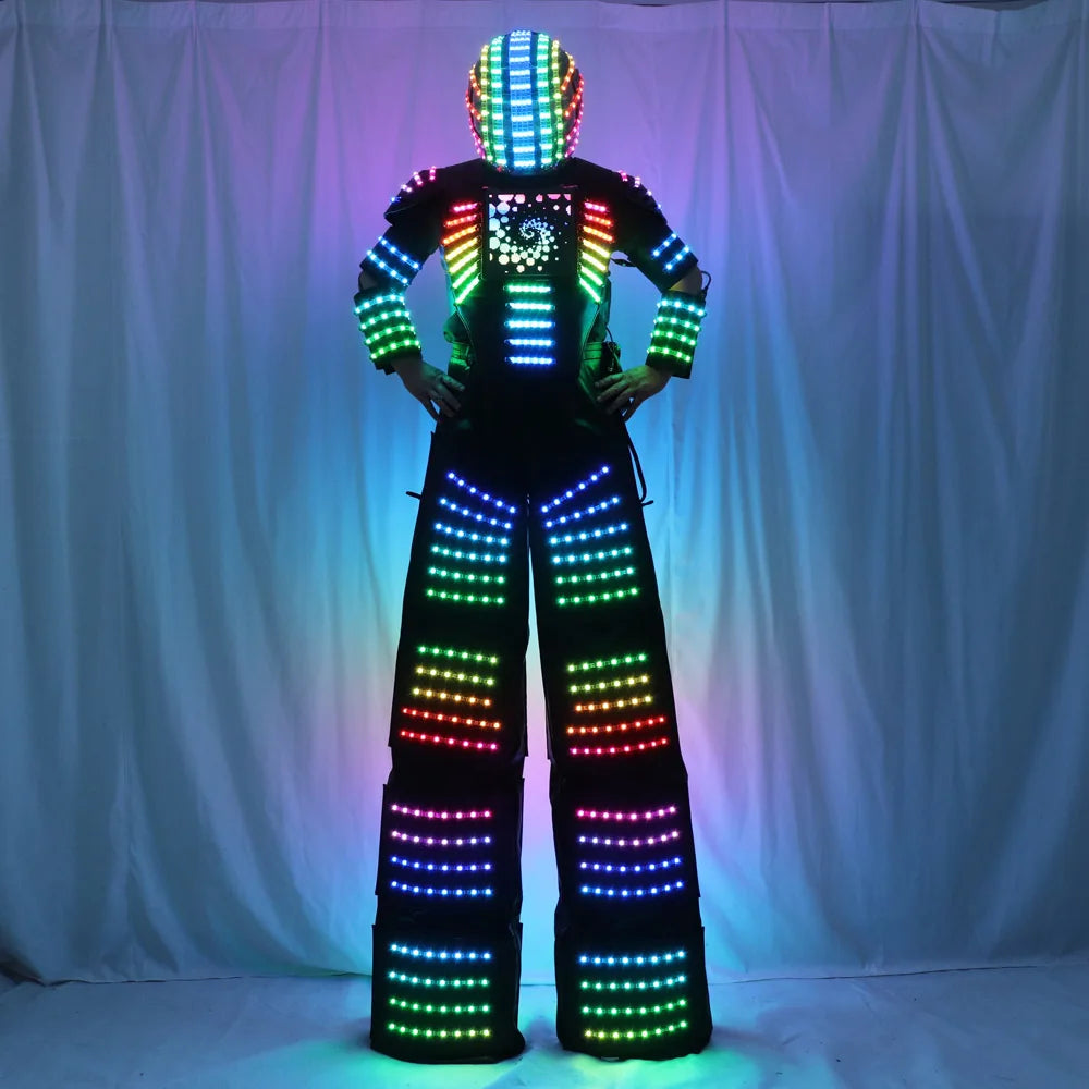 Full Color LED Robot Costume Remote Control Stilts Walker Suit with Excited Digital Screen DIY Text Image LOGO for Parties Vue