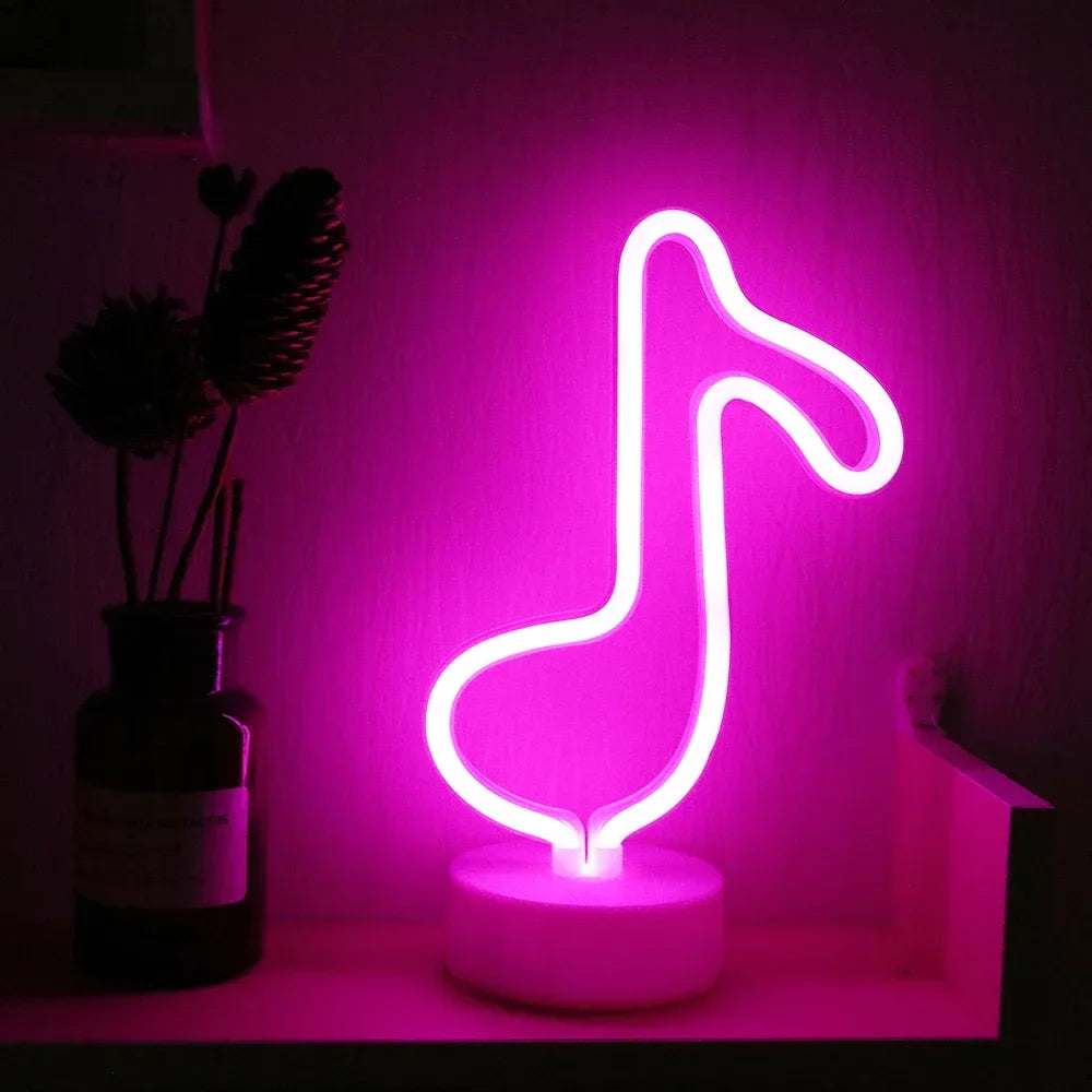 Creative LED Music Shape Neon Night Light Battery USB Table Night Lamp Christmas Gift For Kids Rooms Bedroom Party Decoration Vue