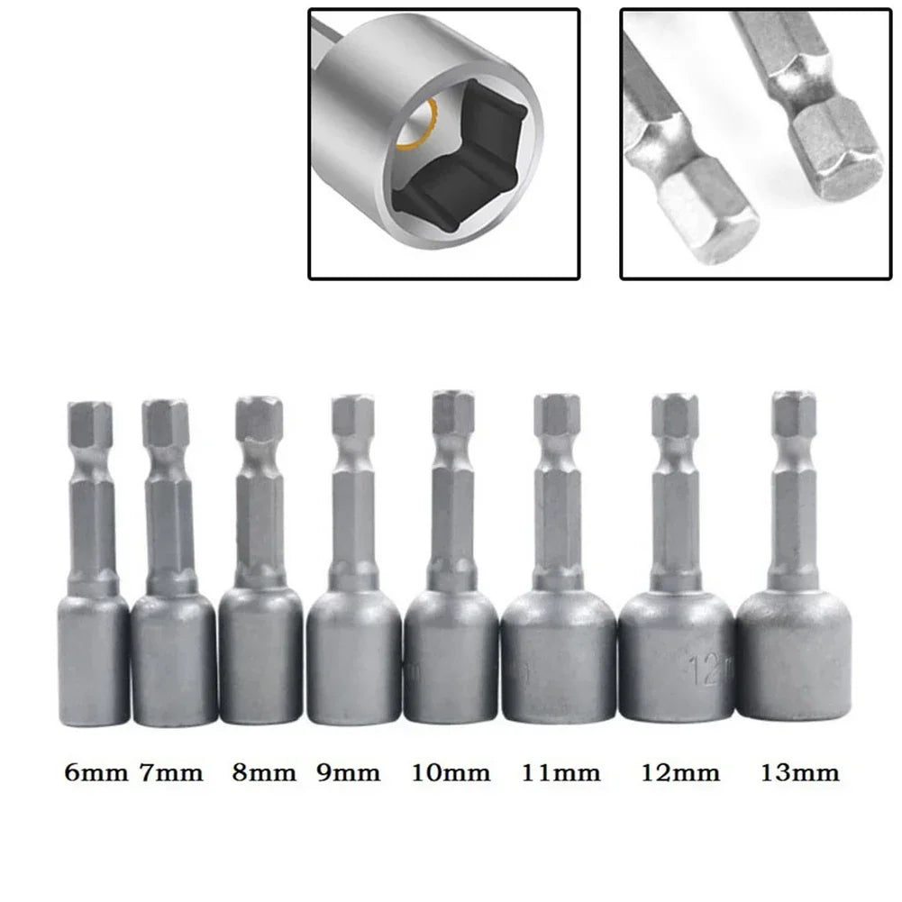 Magnetic Hex Nut Driver Socket 1/4" Shank Power Drill 6–13mm Nut Driver Socket Vue
