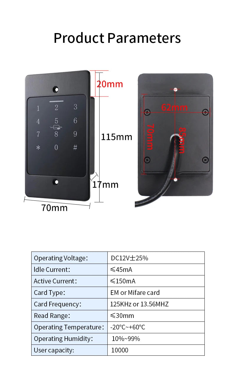 support Tuya APP Wifi Remote Keypad Access Control System RFID Card Reader Waterproof Standalone Access Controller Metal Keypad Vue