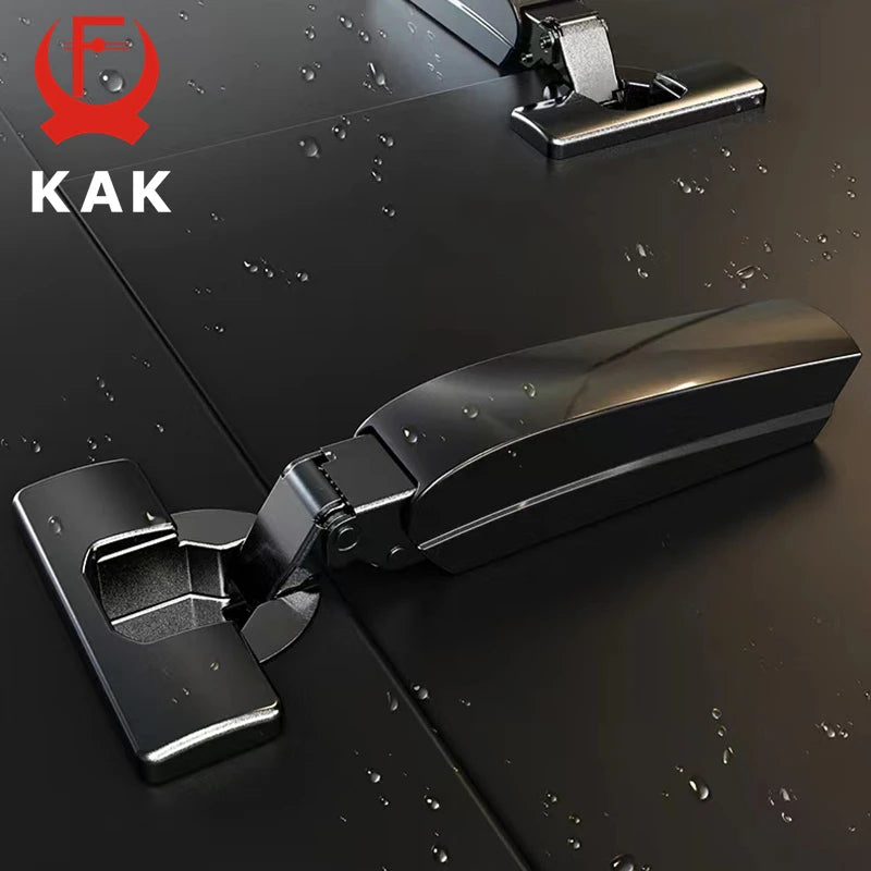 KAK 2PCS Hidden Hydraulic Kitchen Hinges Black Soft Closing Cabinet Door Hinge Damper Cupboard Door Hardware Furniture Hinges Vue