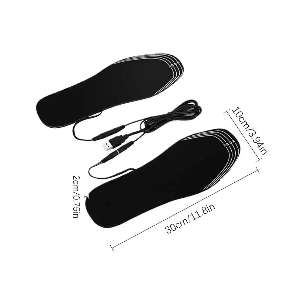 USB Heating Insoles Cuttable Warming Boot Inserts Outdoor Sports Heating Insole for Skiers Snowboarders Hikers Fishermen Skiing Vue Black