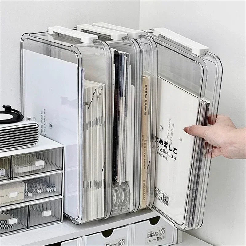 Acrylic Transparent Desktop Paper Storage Box A4 File Document Exam Paper Organizer Household Dust Proof Card Holder Case Vue