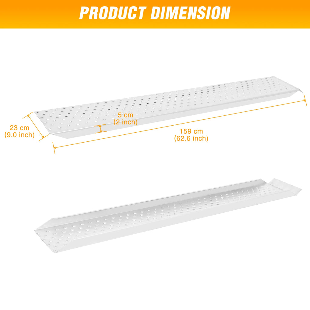 Nilight Loading Ramps, 62.6" x 9" Heavy Duty Steel Trailer Ramp, 880lbs Capacity for Hand Truck, Motorcycle, Riding Mower, ATVs & 4-Wheel Equipment, 2 Pack Vue