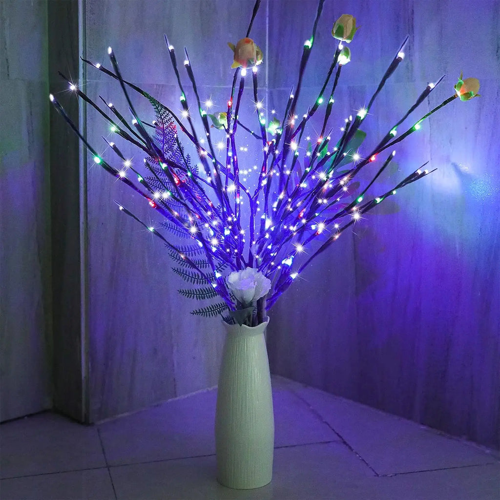 1Pcs LED Tree Branch Light Battery Powered Operated Bendable Twig Branch Lights for Party Coffee Store Festivals Home Decoration Vue Multicolor 1 Pack