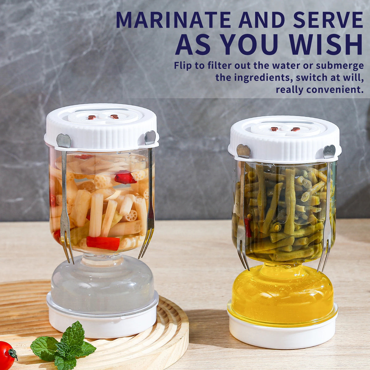 Pickles Jar with Lids Strainer Olives Hourglass Jug Food Storage Kimchi Container Jalapenos Fermentation Kitchen Separator Vue