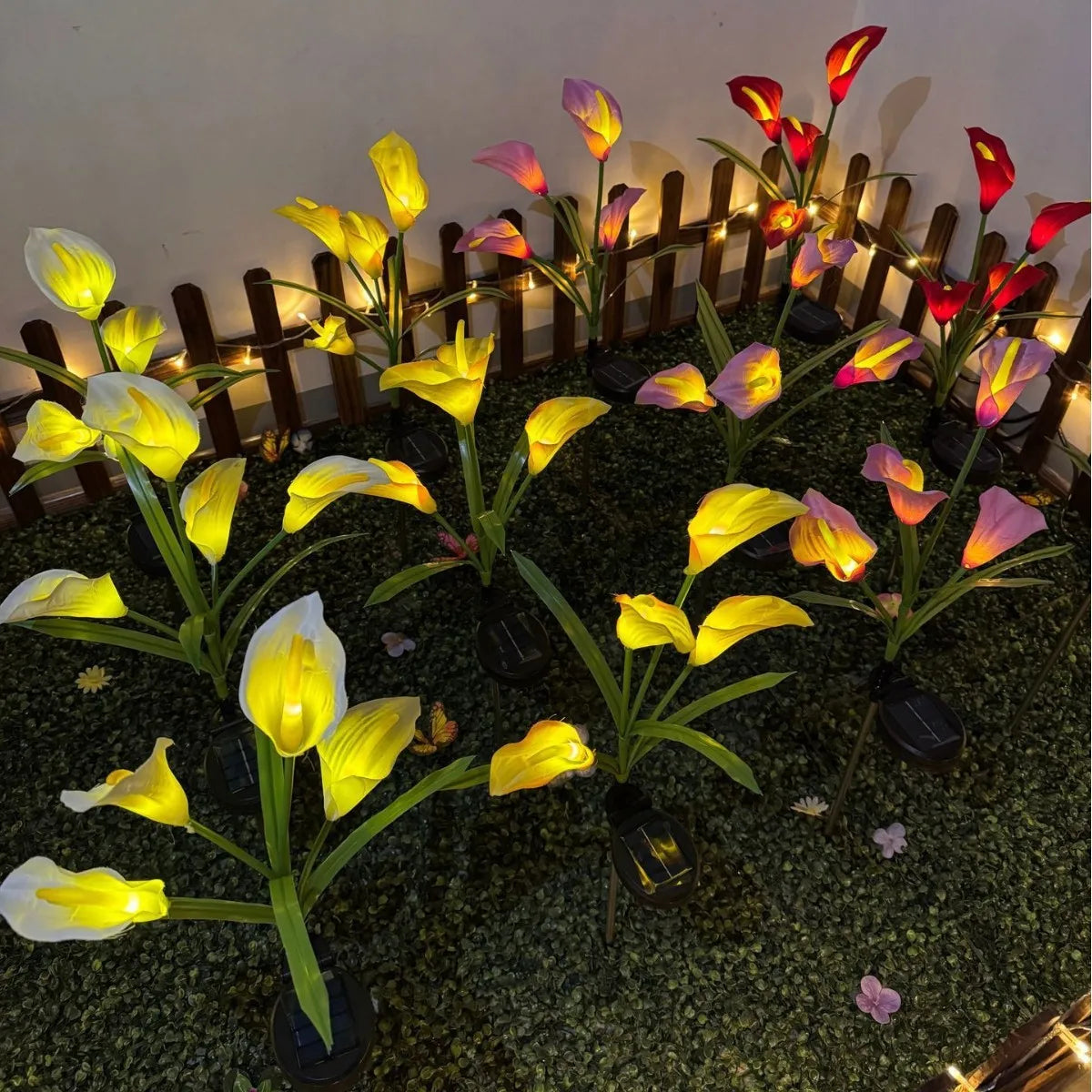 1/2pcs Solar-Powered LED Yard Lights Calla lily Floral Garden Decor Lamp Waterproof Outdoor Lawn Lighting Plug Light Vue